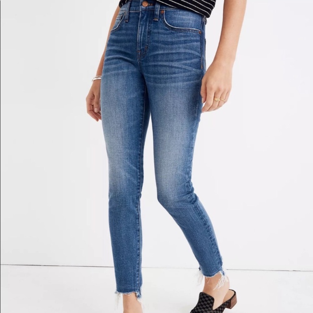 Madewell 9” High Rise Skinny Whisked Raw-Hem Jeans SZ 28